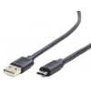 Кабель USB2.0 Cablexpert (RU) AM/Type-C CCP-USB2-AMCM-1.8M-RU-B, 3A, 36Вт, QC3.0, медь, двойной экран, 1.8м, чёрный, пакет, фото 