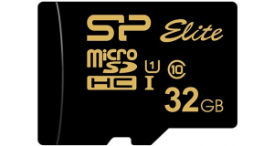 Карта памяти 32Gb Silicon Power Elite Gold + SD адаптер (SP032GBSTHBU1V1GSP), фото 