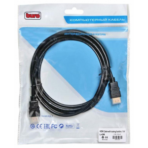 Кабель аудио-видео Buro HDMI (m)/HDMI (m) 2м. Позолоченные контакты черный (BHP), фото 