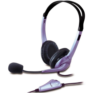 Проводная гарнитура Genius HS-04S (крепление - оголовье, накладные наушники, разъем mini jack 3.5 мм, фиксированное крепление микрофона.) Цвет сиреневый., фото 
