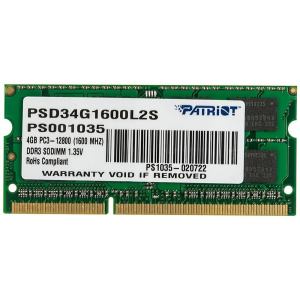 Оперативная память SO-DIMM Patriot DDR3 4Gb 1600MHz PSD34G1600L2S, фото 