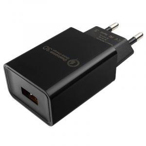 Адаптер питания Cablexpert MP3A-PC-17, QC 3.0, 100/220V - 1 USB порт 5/9/12V, черный, фото 