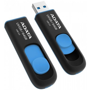 USB Flash накопитель   64Gb ADATA UV128 Black/Blue, фото 
