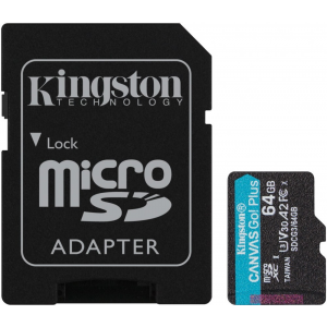 Карта памяти 64Gb MicroSD Kingston + SD адаптер (SDCG3/64GB), фото 