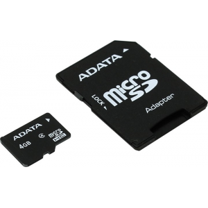 Карта памяти 4Gb MicroSD QUMO + SD адаптер  (QM4GMICSDHC4), фото 