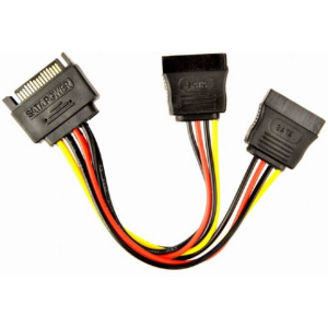 Кабель питания SATA Cablexpert CC-SATAM2F-01, 15pin (M)/2x15pin(F), на 2 SATA устр, 15см, фото 