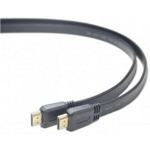 Кабель HDMI Cablexpert CC-HDMI4F-6, 1.8м, v1.4, 19M/19M, плоский кабель, черный, позол.разъемы, экра, фото 