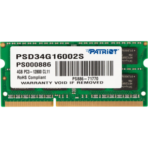 Оперативная память SO-DIMM Patriot DDR3 4Gb 1600MHz PSD34G16002S, фото 