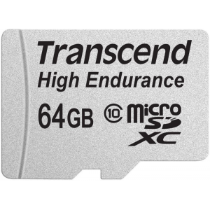 Карта памяти 64Gb MicroSD Transcend + SD адаптер (TS64GUSDXC10V), фото 