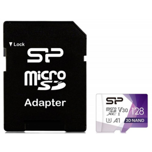 Карта памяти 128Gb MicroSD Silicon Power Superior Pro + SD адаптер (SP128GBSTXDU3V20AB), фото 