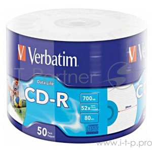 Диск CD-R Verbatim 80min, 700mb, 52x Shrink/50 Ink Print 43794, фото 
