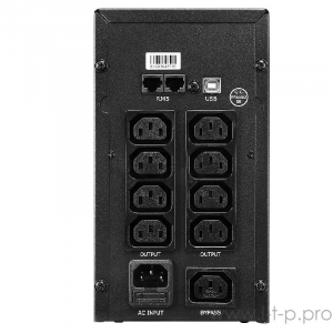 ИБП CROWN Line Intractive CMU-SP1200IEC USB 1200VA720W, корпус металл, 2x12V/9AH, розетки 8*IEC, трансформатор AVR 140-290V, cъёмный кабель 1.2 м, порт RJ11/45, порт USB, защита: от перегрузки, от КЗ, от скачков напряжения, фото 