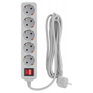 Сетевой фильтр PC Pet AP01006-3-GR 3м (5 розеток) серый, фото 