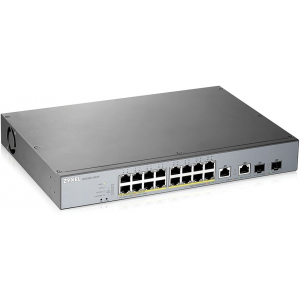 Коммутатор Zyxel GS1350-12HP, 10xGE (8xPoE+), 2xSFP, бюджет PoE 130 Вт, дальность передачи питания до 250 м, автоперезагрузка PoE-портов, повышенная защита от перенапряжений и электростатических разрядов, фото 