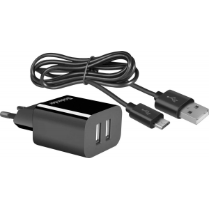 Сетевой адаптер Defender UPC-21 2xUSB,5V/2.1А кабель microUSB, фото 