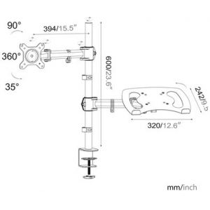Кронштейн для монитора/ноутбука Cactus CS-VM-LH07-AL серебряный 13"-27" макс.8кг настольный поворот и наклон, фото 