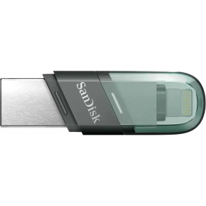 Флеш Диск Sandisk 64Gb iXpand Flip SDIX90N-064G-GN6NN USB3.1 зеленый/серебристый, фото 