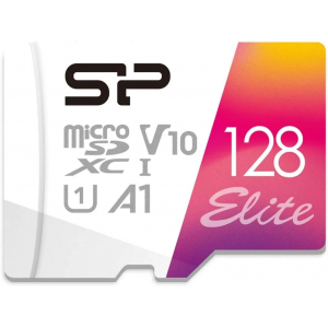 Карта памяти 128Gb MicroSD Silicon Power Elite + SD адаптер (SP128GBSTXBV1V20SP), фото 