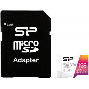 Карта памяти 128Gb MicroSD Silicon Power Elite + SD адаптер (SP128GBSTXBV1V20SP), фото 
