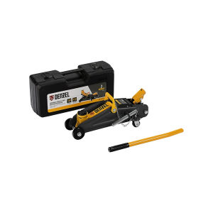 Домкрат гидравлический подкатной с фиксатором, 2 т, 130-330 мм, в кейсе// Denzel, фото 