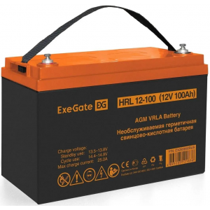 Аккумуляторная батарея ExeGate EX285656RUS HRL 12-100 (12V 100Ah, под болт М6), фото 