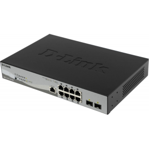 Коммутатор D-Link DGS-1210-10P/ME/B1A Управляемый 2 уровня с 8 портами 10/100/1000Base-T с поддержкой PoE и 2 портами 1000Base-X SFP, фото 