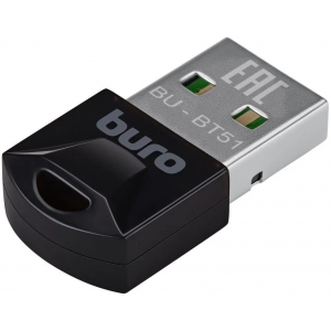 Адаптер USB Buro BU-BT51 Bluetooth 5.1+EDR class 1.5 20м черный, фото 
