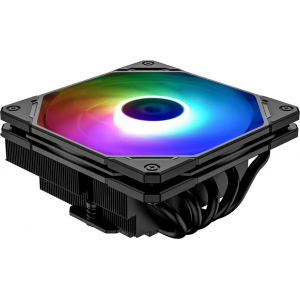 Кулер ID-COOLING IS-55 ARGB LGA1700/1200/115X/AM5/AM4 низкопрофильный высота 55mm (27шт/кор, TDP 125W, PWM, 5 тепл.трубок + медная база, FAN 120mm, черный) BOX, фото 