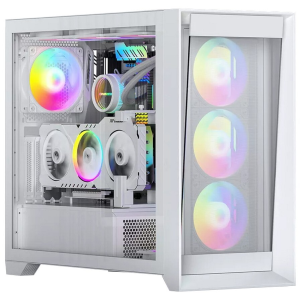 Компьютерный корпус ACD Lagrange; ATX, White, FANS: 120mm ARGB: 3 Top + 1 Rear + HUB. Drive bay int: 3x3,5; + 3x2,5;. 2xUSB3.0+1xUSB-C, Audio I/O, Up to 14x120mm Fans, GPU up to 425mm, PSU max 270mm, CPU cooler up to 190mm, SPCC 1,0mm metal, 4mm TG side p, фото 