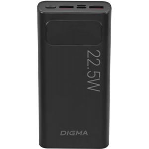 Мобильный аккумулятор Digma DGPF20A 20000mAh QC3.0/PD3.0 22.5W 3A 2xUSB-A/USB-C черный (DGPF20A22PBK), фото 