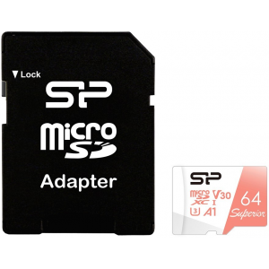 Карта памяти micro SDHC Silicon Power Superior 64Gb (SP064GBSTXDV3V20SP), фото 