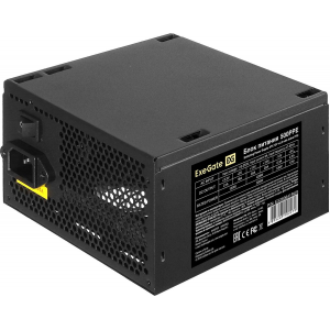 Блок питания 500W ExeGate 500PPE (ATX, APFC, PC, 80 PLUS, 12cm fan, 24pin, 2x(4+4)pin, 2xPCI-E, 5xSATA, 3xIDE, black, кабель) (EX260641RUS-PC), фото 