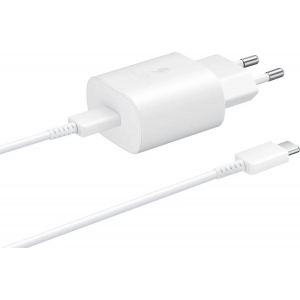 Сетевое зарядное устройство Samsung Adapter 25W Type C с кабелем White (EP-TA800XWEGWW), фото 