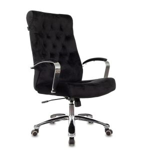 Кресло руководителя Бюрократ T-9928SL Fabric черный Italia Black крестов. металл хром, фото 