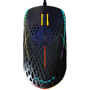 Игровая мышь чёрная HIPER Aero A-2 (USB, 8 кнопок, 6400 dpi, RGB подсветка), фото 