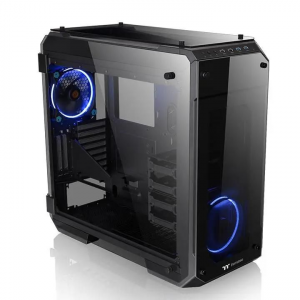 Корпус View 71 TG (840574) CA-1I7-00F1WN-00 /Black/Win/SPCC/Tempered Glass*4/Color Box/Riing 140mm Blue Fan*2, фото 