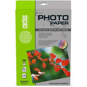 Фотобумага Cactus CS-GA420020 глянцевая А4 200 г/м2 20 листов, фото 