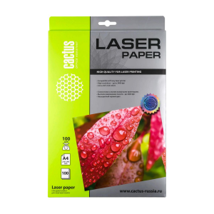 Фотобумага Cactus CS-LPA4100100 A4/100г/м2/100л./белый глянцевое для лазерной печати, фото 