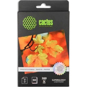 Фотобумага Cactus CS-HGA626050 Professional суперглянцевая A6 260 г/м2 50 листов, фото 