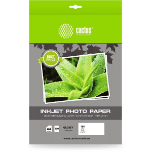 Фотобумага Cactus CS-GA4180100ED A4/180г/м2/100л./белый глянцевое для струйной печати, фото 