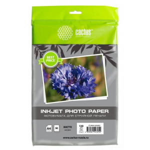 Фотобумага Cactus CS-MA412050ED A4/120г/м2/50л./белый матовое для струйной печати, фото 