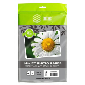 Фотобумага Cactus CS-MA414020ED A4/140г/м2/20л./белый матовое для струйной печати, фото 