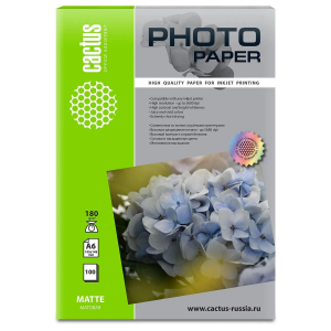 Фотобумага Cactus CS-MA6180100 A6/180г/м2/100л./белый матовое для струйной печати, фото 
