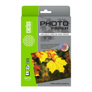 Фотобумага Cactus CS-MA6230100 A6/230г/м2/100л./белый матовое для струйной печати, фото 