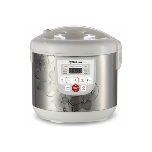 Мультиварка SAKURA SA-7753W 5 л, 800 Вт, функция Мультиповар, 10 автоматических и 27 программ ручной настройки, LED дисплей, отсрочка старта до 24 часов, функция поддержания температуры до 24 часов, в комплекте 4 аксессуара (мерный стакан, черпак, ложка и, фото 
