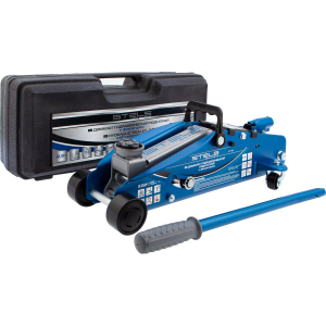 Домкрат STELS 51132  гидравлический подкатной с фиксатором 2.5 т safety pin 140-385мм в кейсе, фото 