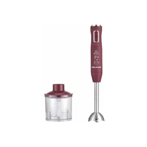 Блендер погружной WILLMARK WHB-1250PS (500Вт,рег.скор,турбо режим,Soft touch, измельчитель,бордовый), фото 