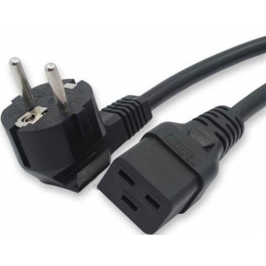 Кабель питания Hyperline PWC-IEC19-SHM-1.8-BK (Shucko+C19) (3x1.5), 1.8м, фото 