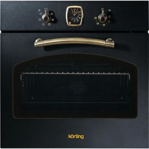 Встраиваемая электрическая духовка Korting OKB 460 RN / 59.8 х 59.5 x 56 см, 6 режимов нагрева, аналоговые часы в классическом стиле Frank Muller, таймер, черный+бронза, фото 