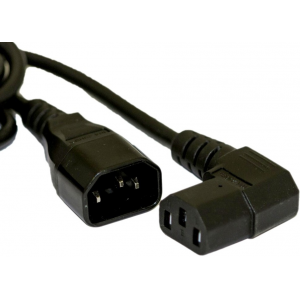 Кабель питания Hyperline PWC-IEC13A-IEC14-3.0-BK монитор-компьютер IEC 320 C13 (угловая) - IEC 320 C14 (3x1.0), 10A, прямая вилка, 3м, цвет черный, фото 